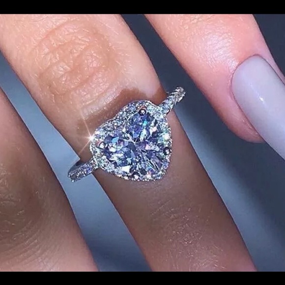 Sterling Silver Plated Heart CZ ring - Picture 6 of 8